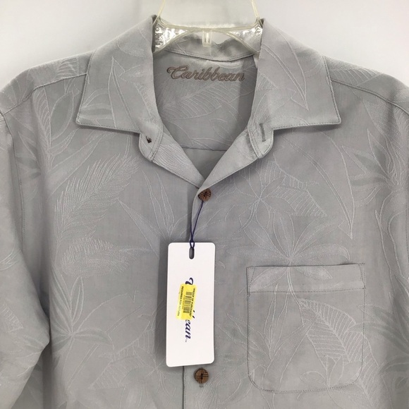 Caribbean Men’s Bird of Paradise textured Short Sleeve Woven Shirt NWT Size M - Picture 4 of 8